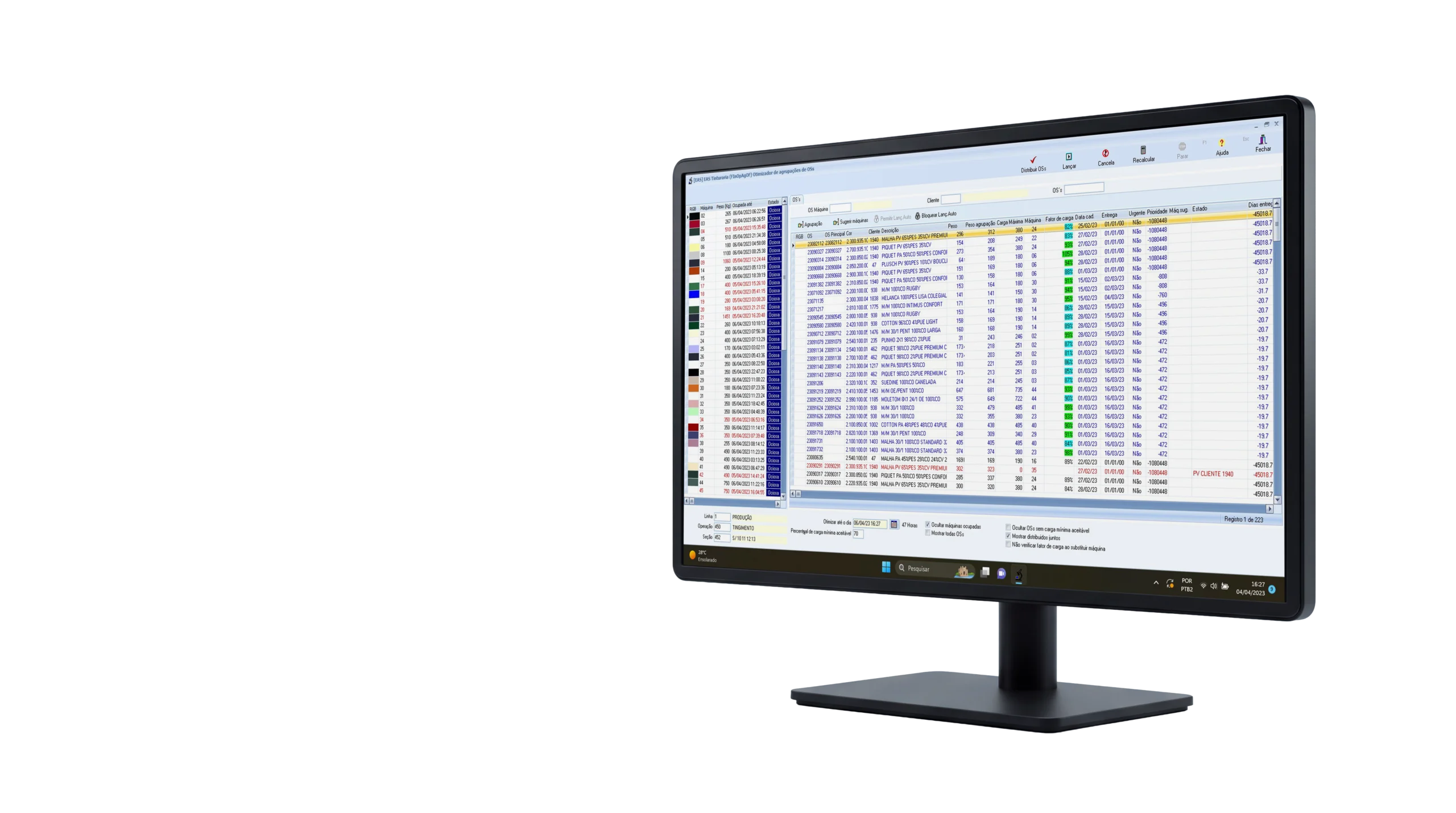 Interfaz del ERP textil TexDrive para gestionar la producción